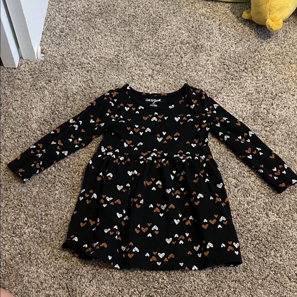 Cat & Jack Black Dress with Heart Pattern